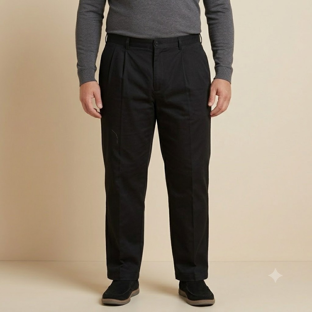 Nordstrom Classics Dress Pants Men's‎ 40x32 Black Wrinkle Free Cotton